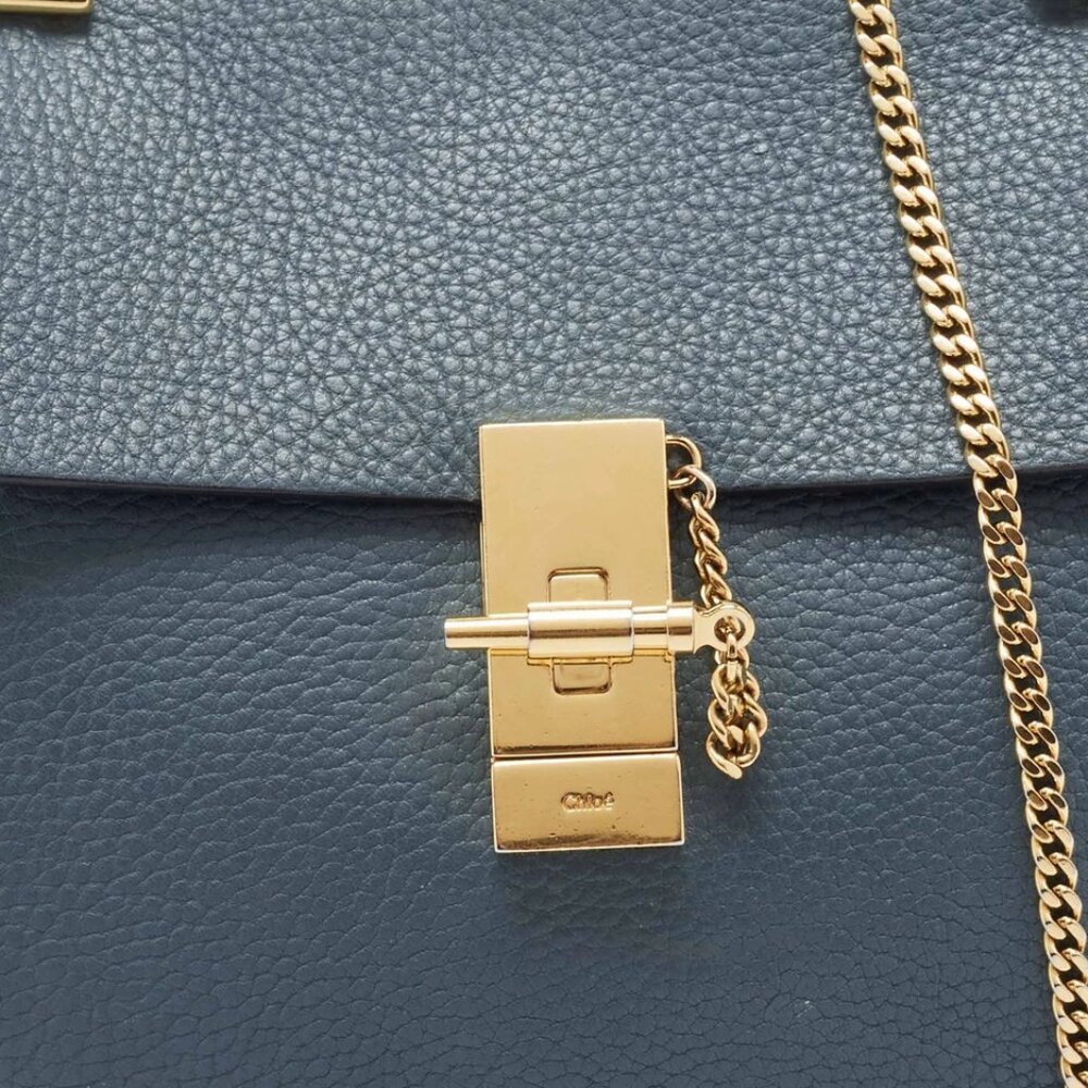 Chloe Blue Leather Medium Drew Shoulder Bag 436-050225 - Picture 5 of 9